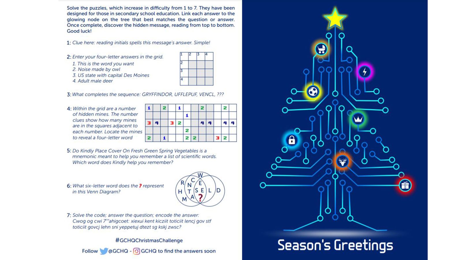 GCHQ sends out brainteaser Christmas card can you solve the festive