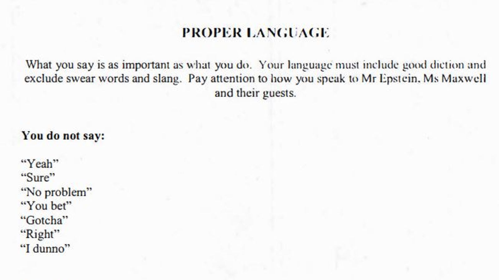 Ghislaine Maxwell's 'handbook' revealed: 'You see nothing, hear nothing