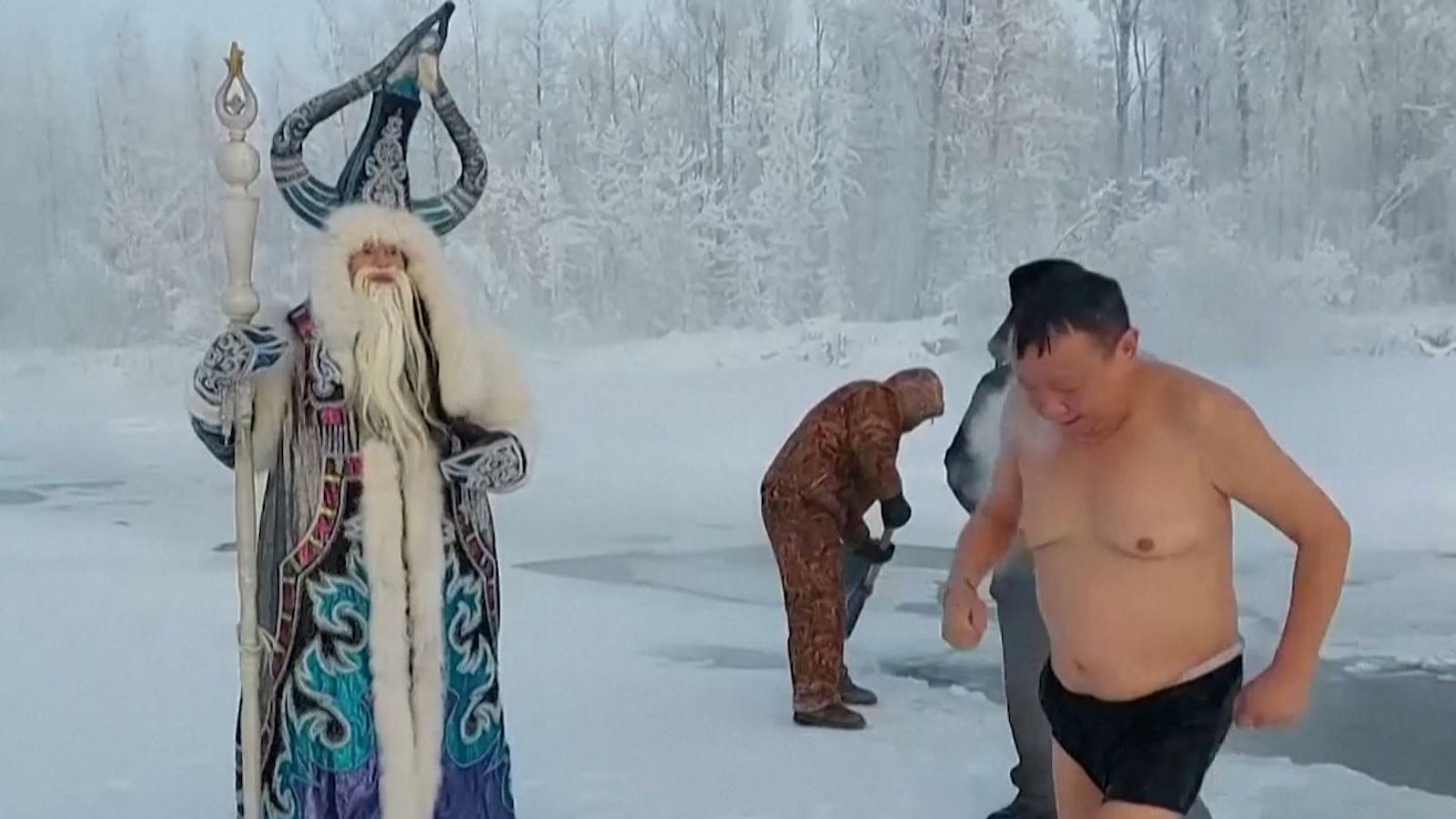 Video: Russians take a dip in icy waters near the Arctic | World News | Sky  News