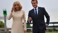 French President Emmanuel Macron and wife Brigitte in Cornwall in June 