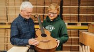 Ed Sheeran (right) alongside George Lowden, founder of Lowden Guitars, with the &#39;one-of-a-kind&#39; guitar