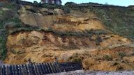 Part of a cliff in Mundesley, Norfolk has collapsed. Pic: HM Coastguard Bacton
