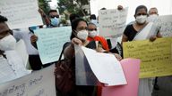Protests have broken out against the lynching of a Sri Lankan national in Pakistan
