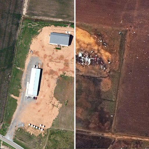 Before and after satellite pictures show extent of destruction