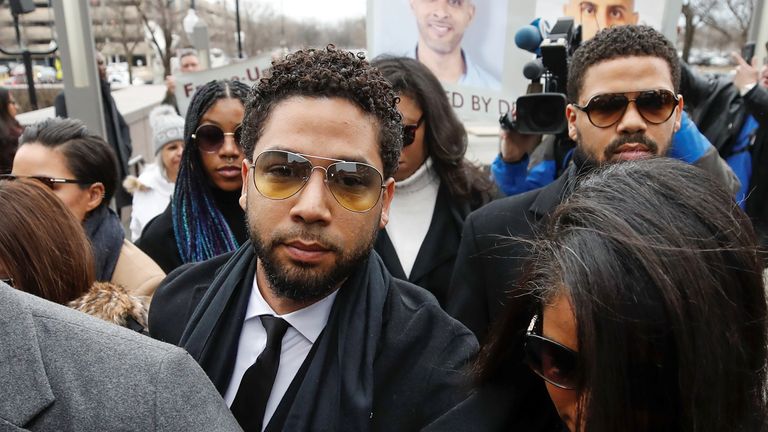 Actor Jussie Smollett leaves court after charges against him were dropped by state prosecutors in Chicago, Illinois, U.S. March 26, 2019. REUTERS/Kamil Krzaczynski