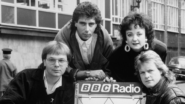 Radio One disc jockeys (left to right) Adrian John, Gary Davies, Janice Long and Bruno Brookes in London today where they helped launch "Drug Alert", a week-long campaign by the station aimed at combating drug abuse in Great Britain.
