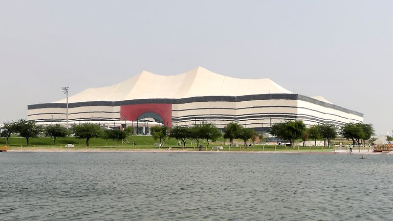 The Al Bayt Stadium, which is designed to look like a traditional Qatari tent, is one of the stadiums that have been created for the World Cup in November. Pic: AP Photo/Hassan Ammar)