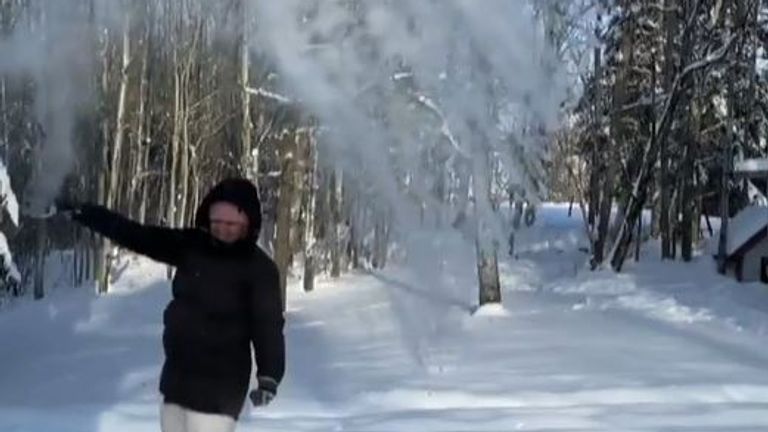 Boiling water freezes instantly in cold Canada