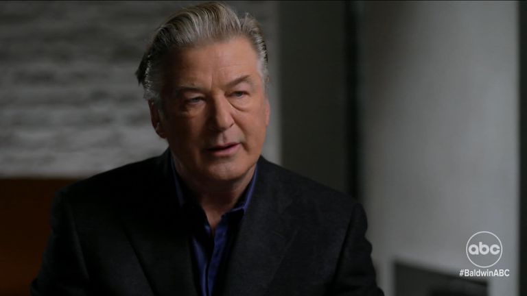Alec Baldwin has given his first interview following the shooting of Halyna Hutchins. Pic: ABC