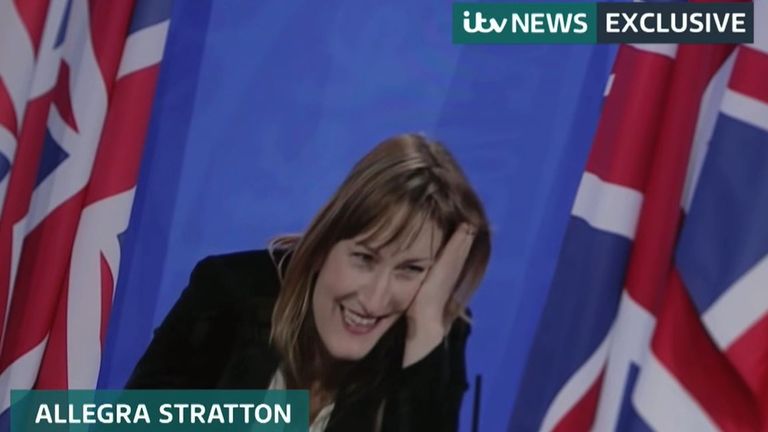 Allegra Stratton appears to answer a rehearsal question about a Christmas party in Downing Street in 2020 
