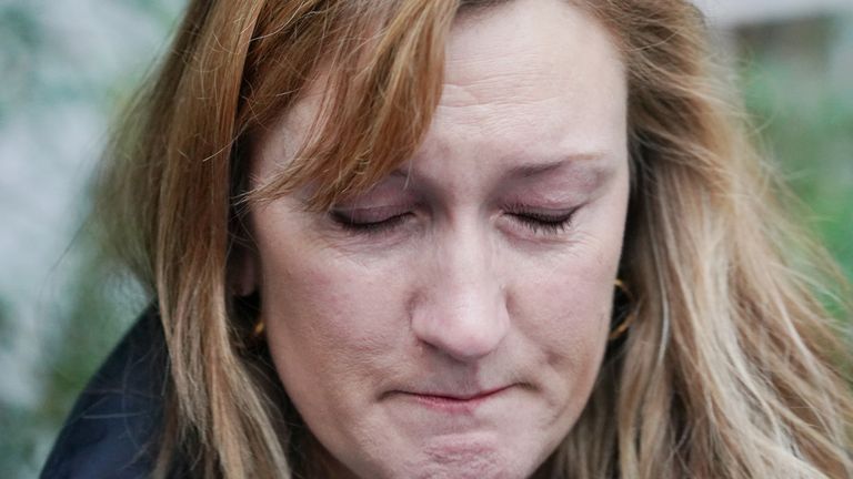 Allegra Stratton speaking outside her home in north London where she announced that she has resigned as an adviser to Boris Johnson and offered her "profound apologies" after footage emerged of her when she was the Prime Minister&#39;s spokeswoman at a mock news conference apparently showing Downing Street aides joking about a Christmas party held during last year&#39;s lockdown. Picture date: Wednesday December 8, 2021.
