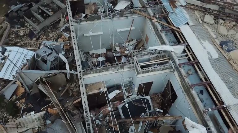 Drone footage shows the aftermath of a tornado in Monette, Arkansas. 