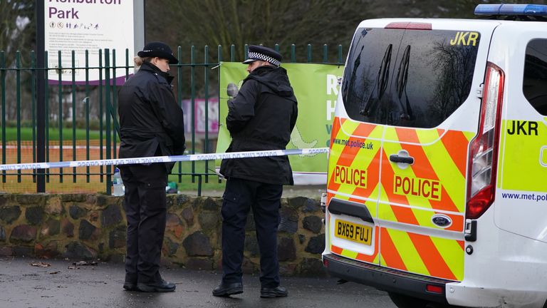 Police activity at Ashburton Park, Croydon, south London after a 15-year-old boy was stabbed to death