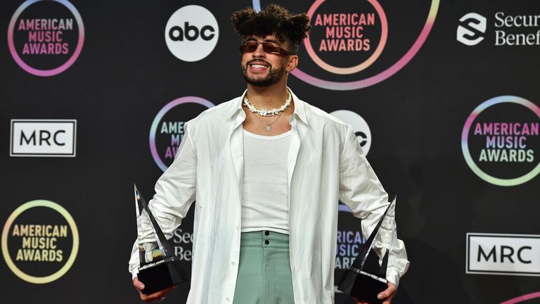 Bad Bunny reigns supreme as the world&#39;s most streamed artist. Pic: AP