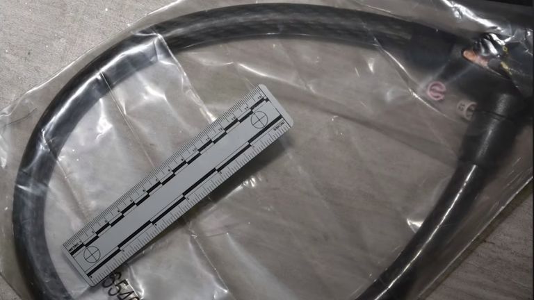A heavy duty bike lock was taken into evidence. Pic: LAPD