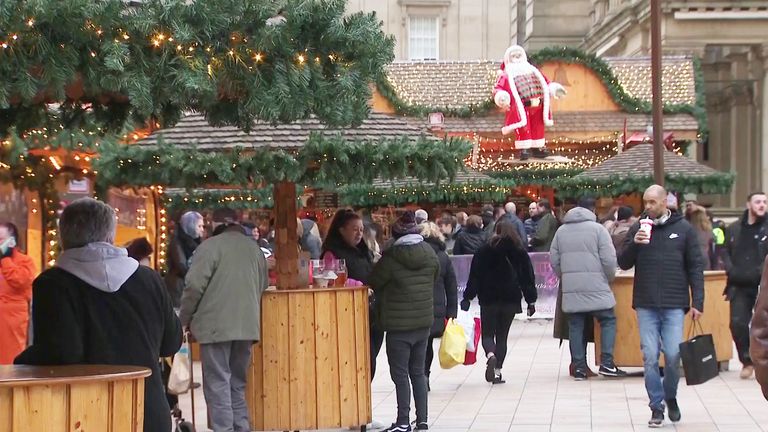 A Christmas market in Birmingham