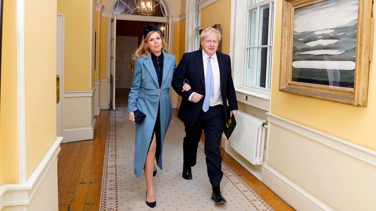 Boris and Carrie Johnson live in No 11 Downing Street but his office is in No 10. Pic: Andrew Parsons/10 Downing Street