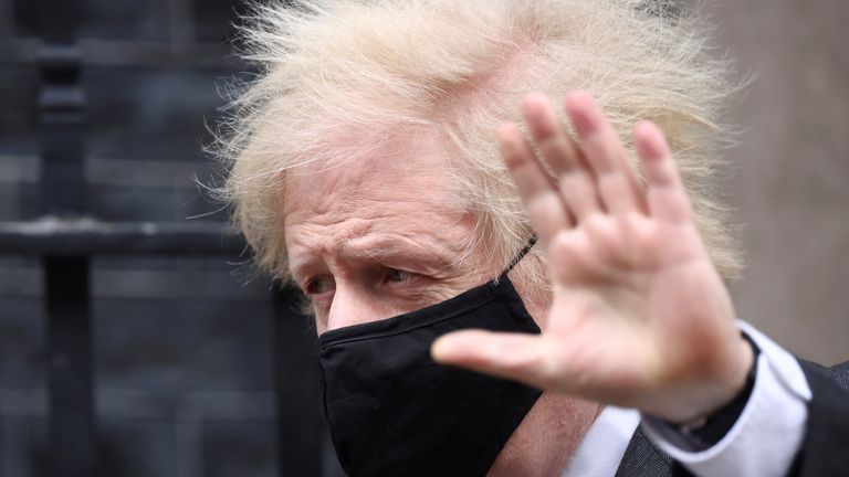 Boris Johnson leaves Downing Street in London