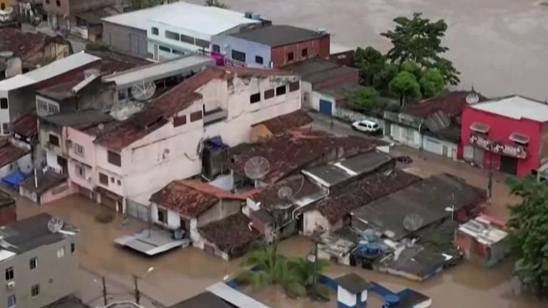 Buildings are flooded in Brazil after dam is breached