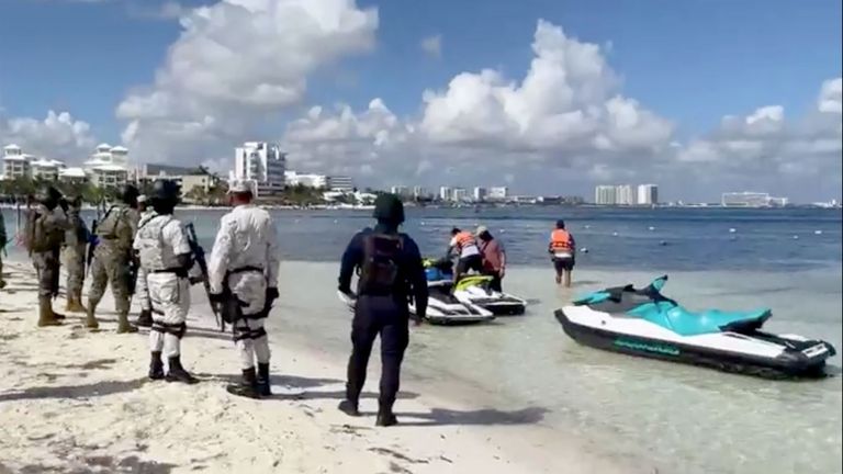 The jet skis used by the gunmen have been seized Pic: Inspector Nocturno Cancun/Facebook
