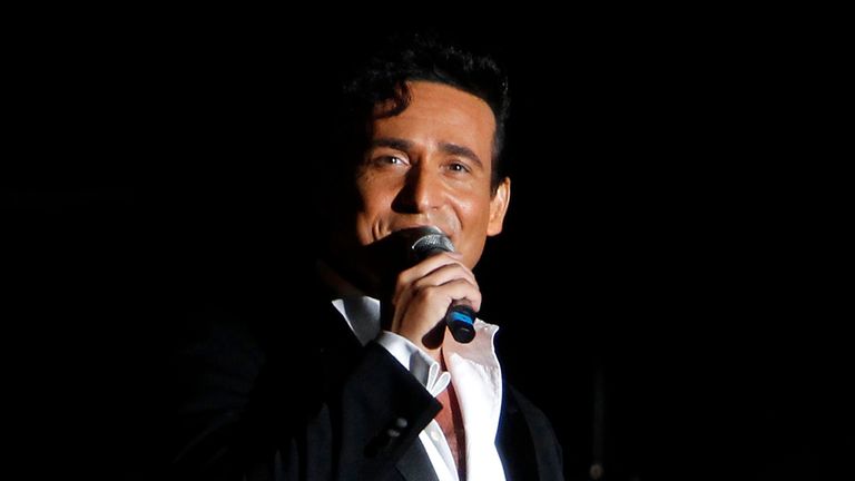 Carlos Marin of pop opera quartet Il Divo performs during the Jordan festival at the Amman Citadel, an ancient Roman landmark, in Amman July 9, 2010. REUTERS/Muhammad Hamed (JORDAN - Tags: ENTERTAINMENT)