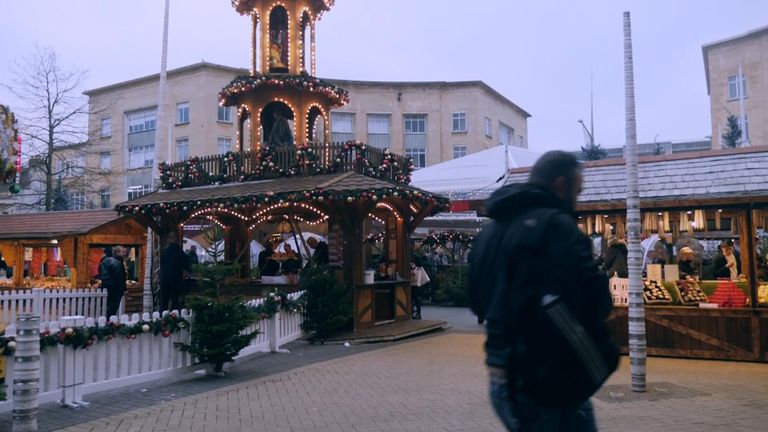 A Christmas market looking empty in Bristol