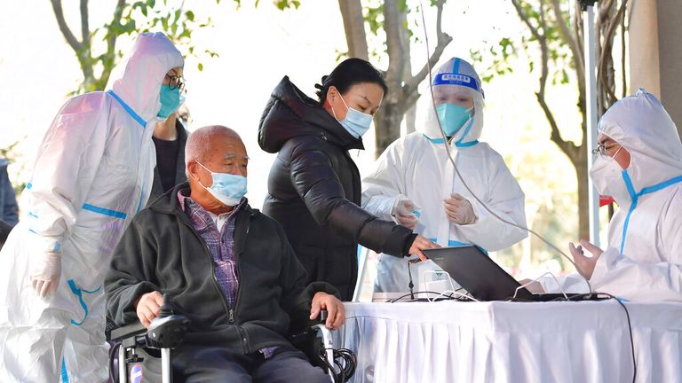 People register for tests at a COVID-19 testing site in Xi&#39;an. Pic: Xinhua/AP