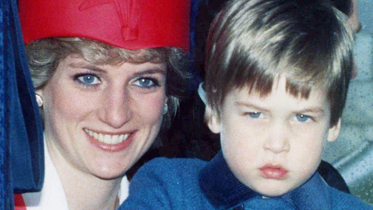 Princess Diana, pictured here with William, would sing to help ease his anxiety before going to school