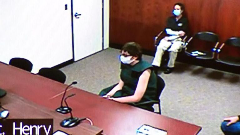 Ethan Crumbley in court during his arraignment hearing Pic: WXYZ