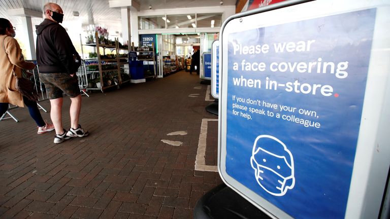 More signs will be seen across the UK&#39;s supermarkets encouraging customers to wear masks. File pic