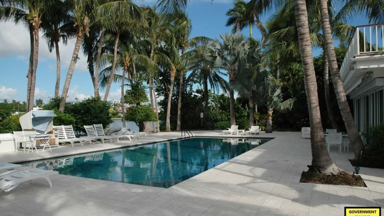 The pool at  Epstein’s Palm Beach villa  
US Department of Justice

