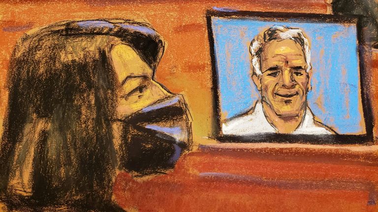 Ghislaine Maxwell in a courtroom sketch in New York City on 2 December 2021