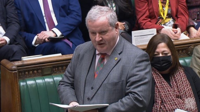 SNP Westminster leader Ian Blackford speaks during Prime Minister&#39;s Questions in the House of Commons, London. Picture date: Wednesday December 8, 2021.
