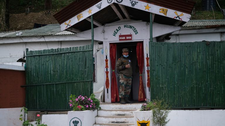An Indian army soldier stands outside a guard room at an army camp in Jakhama, outskirts of Kohima, northeastern Nagaland state, India,  Pic. Associated Press 