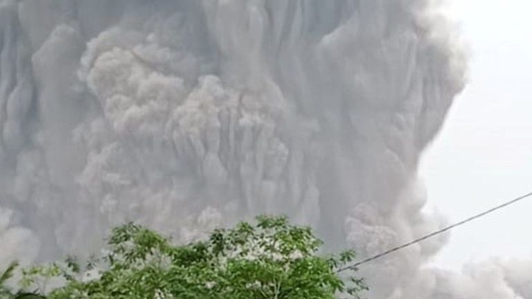 Mt. Semeru erupts on Java island in Indonesia