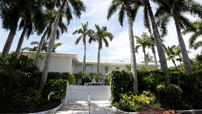 Jeffrey Epstein&#39;s house in Palm Beach, pictured in 2019. Pic: AP