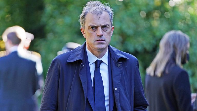 Former Northern Ireland Secretary Julian Smith arrives for the funeral of James Brokenshire at St John The Evangelist church in Bexley, south-east London. Picture date: Thursday October 21, 2021.
