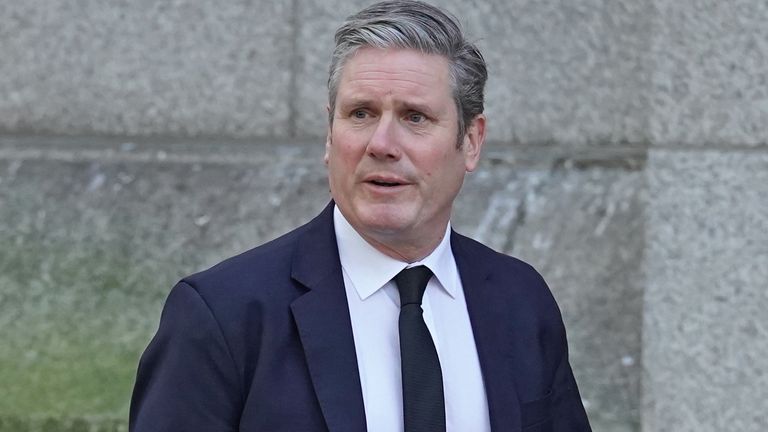 Labour leader Sir Keir Starmer arrives for a requiem mass for Sir David Amess MP at Westminster Cathedral, central London. Picture date: Tuesday November 23, 2021.
