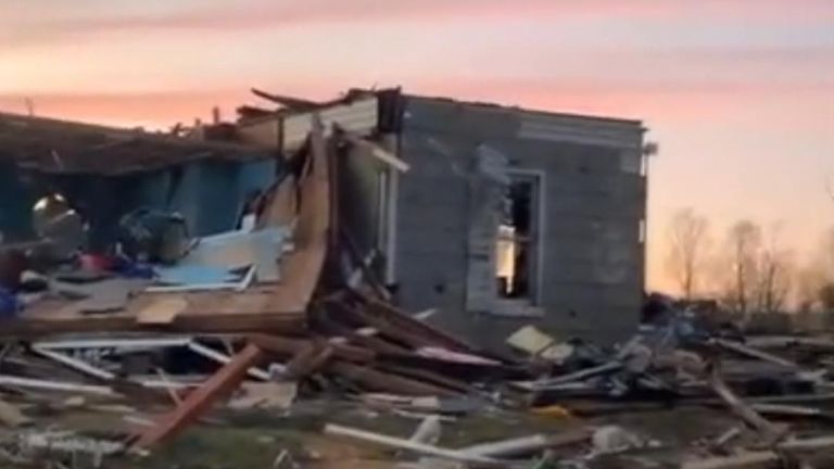 Dawson Springs was devastated in the tornado that has ripped through the state. At least 70 people have died. 