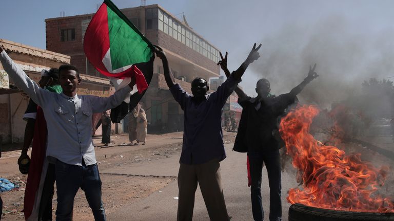 Protesters gather to denounce the October military coup in Khartoum, Sudan