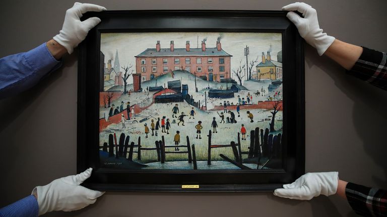 Backstreet Cricket in Salford by the artist LS Lowry, who is said to have rejected a knighthood