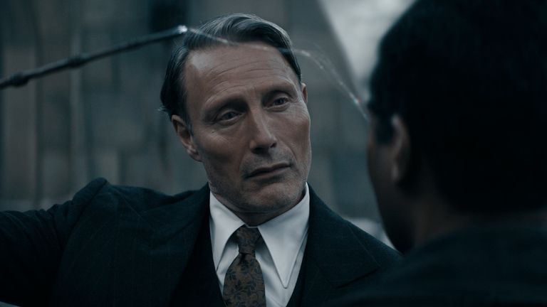 Mads Mikkelsen in the new Fantastic Beasts movie.  Pic: Warner Bros