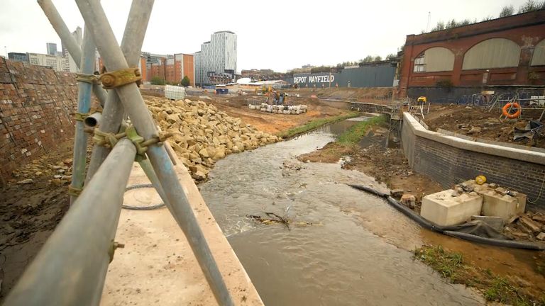 Sections of the River Medlock have been uncovered