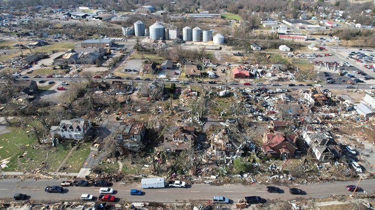 Damage in Mayfield, Kentucky