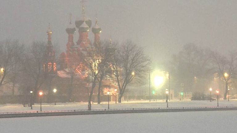 Heavy snowfall in Russian capital Moscow