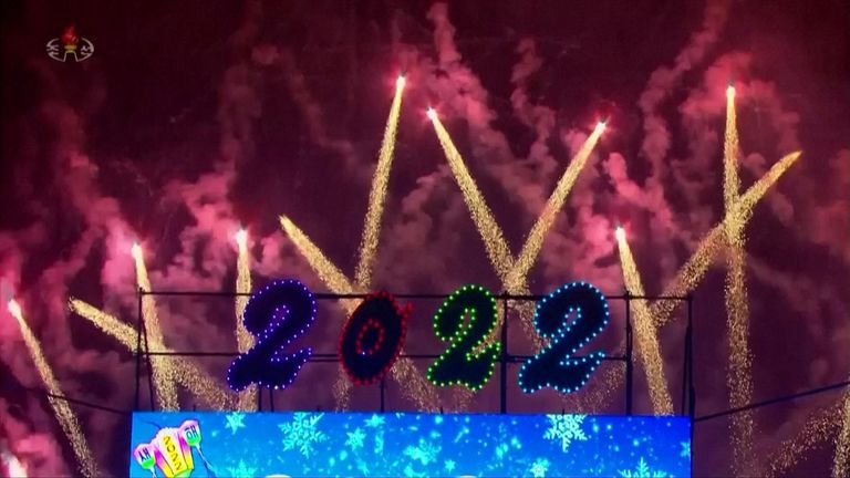 Fireworks lit the skies above Pyongyang  and Hong Kong as thousands celebrated the new year.