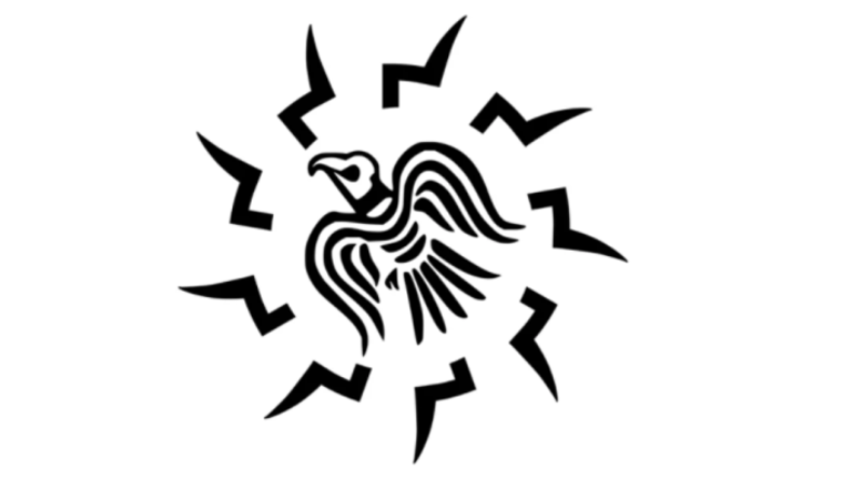 This flag depicts one of the Norse God Odin&#39;s Ravens. It&#39;s an image that has been adopted by some white supremacists. 