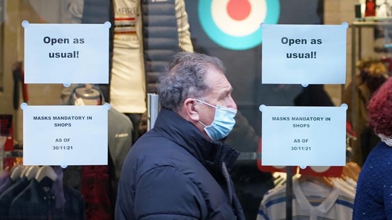 Shoppers wearing face masks in Liverpool, as people have to wear face coverings in shops, shopping centres and on public transport in England to contain the spread of the Omicron Covid-19 variant. Picture date: Tuesday November 30, 2021.