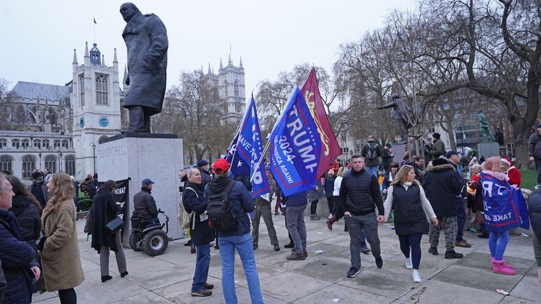 Some Donald Trump supporters also attended the rally in Parliament Square 