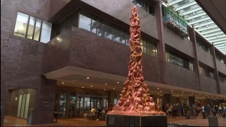 The Pillar of Shame statue has been removed from the University of Hong Kong.